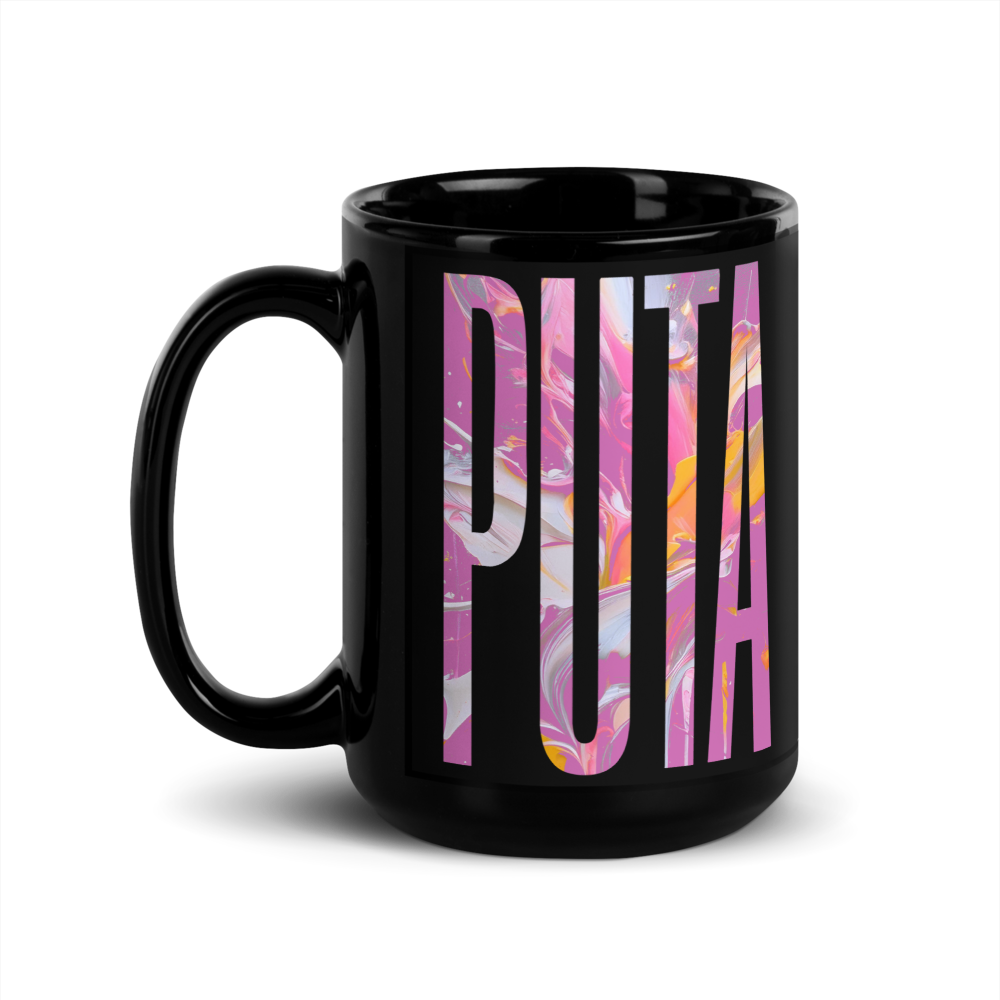 Puta ‑ Glossy Mug ‑ Black — 15 oz glossy mug, product view