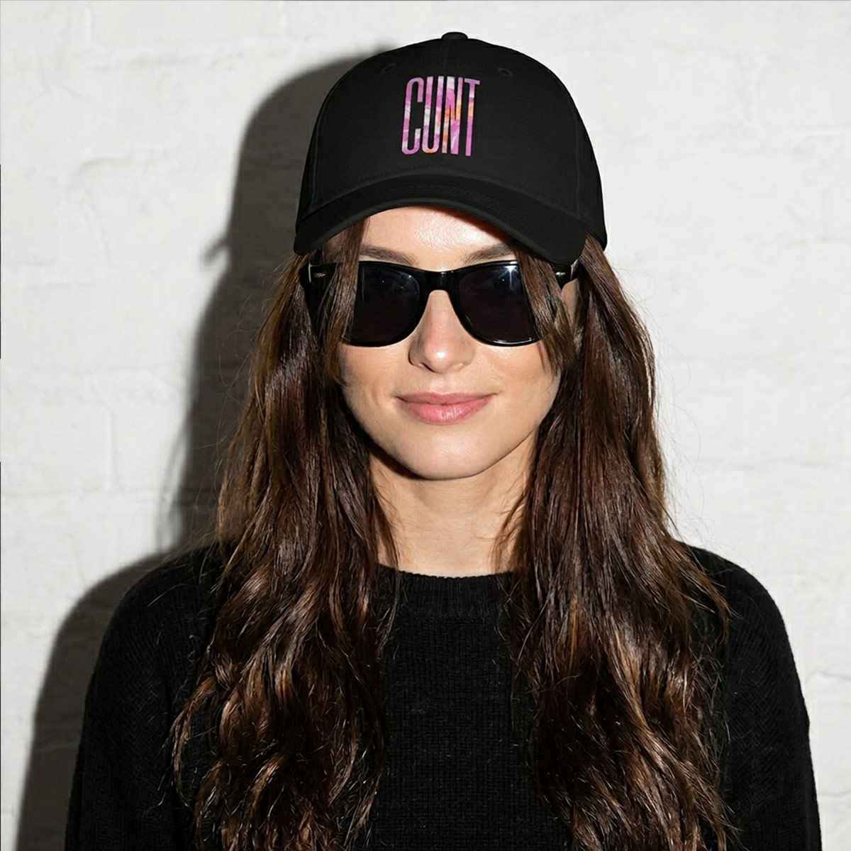 Gayer Things black C*nt baseball cap with marble lettering — pride headwear