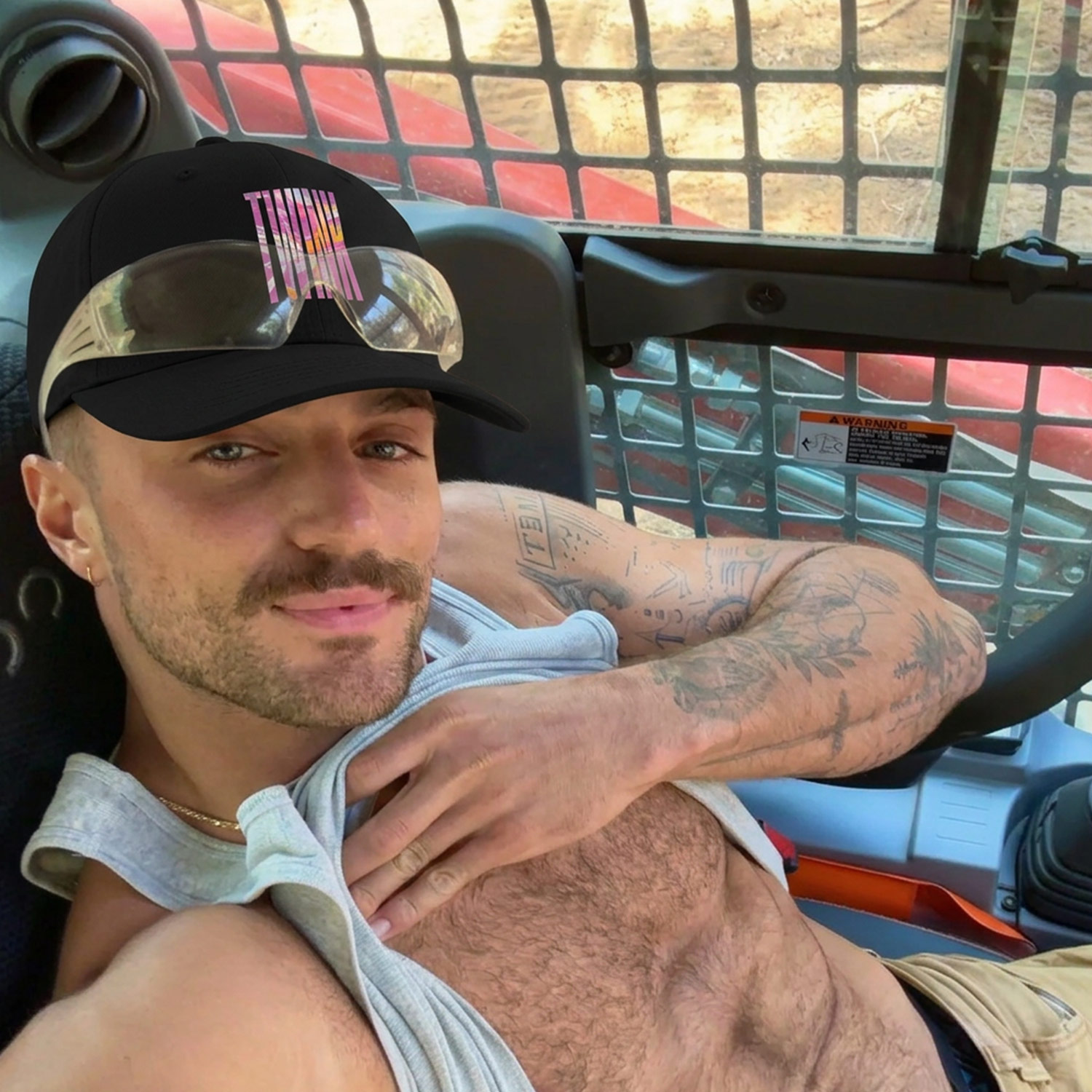 Black Gayer Things Twink unstructured cap on white — strap and crown detail, marble typography