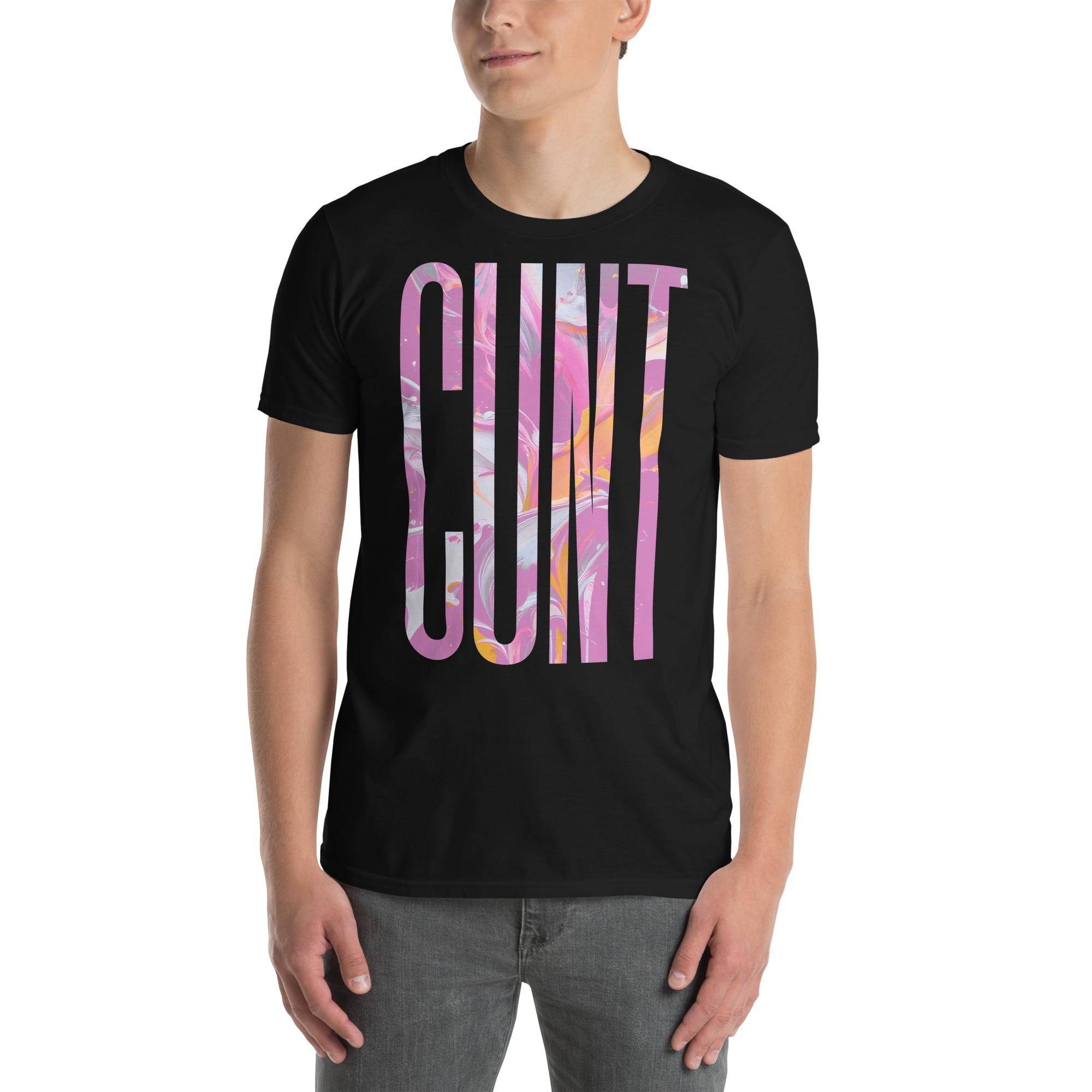 Model wearing Cunt ‑ Unisex T‑Shirt in Black