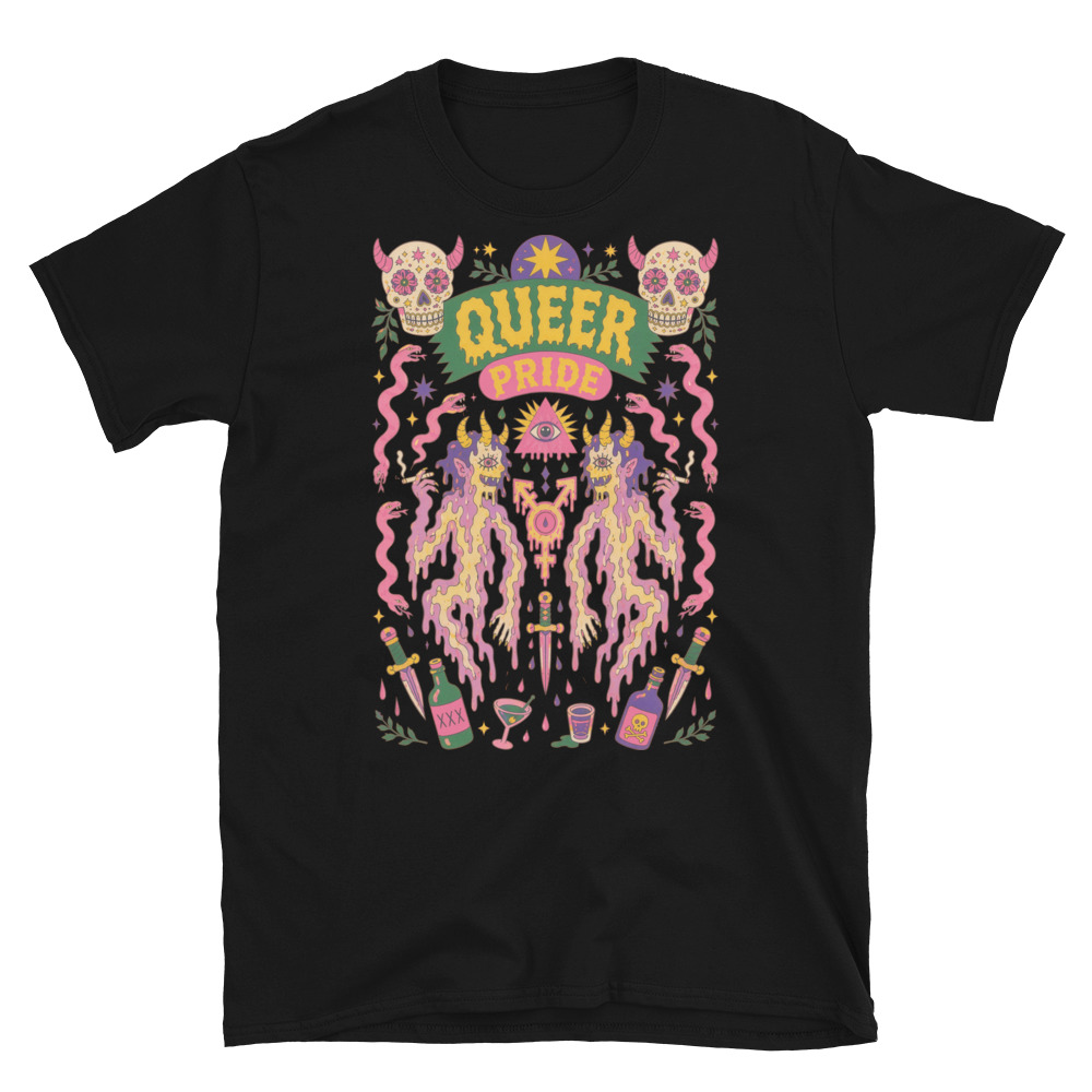 Queer Pride ‑ Unisex T‑Shirt — Black oversized tee, front product view