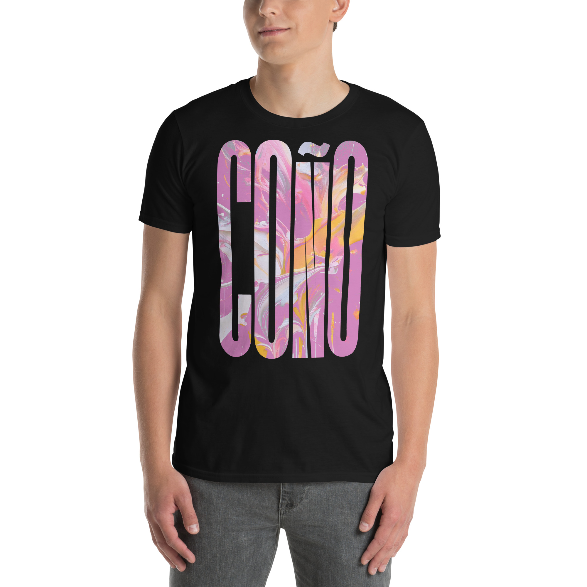Model wearing Coño ‑ Unisex T‑Shirt in Black