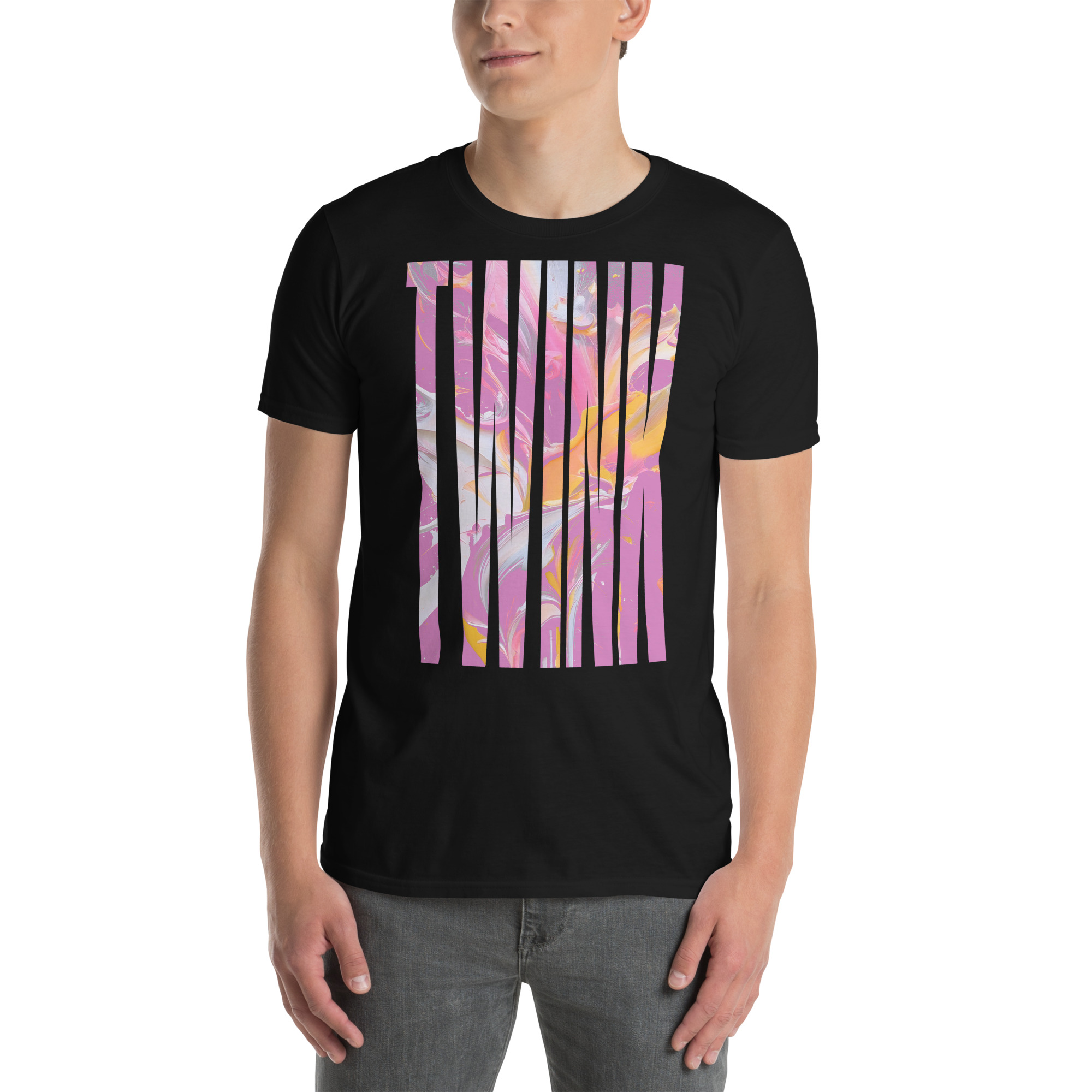 Model wearing Twink ‑ Unisex T‑Shirt in Black