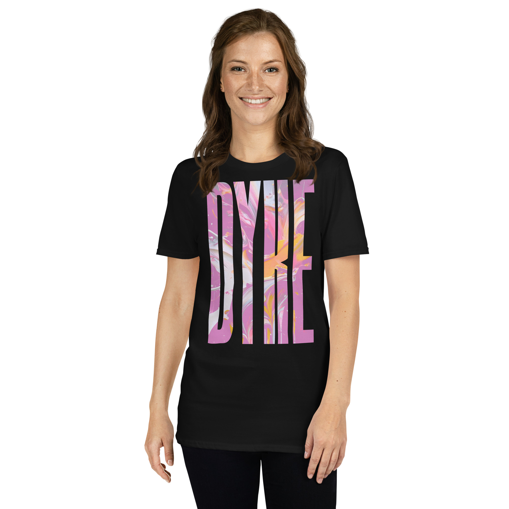Model wearing Dyke ‑ Unisex T‑Shirt in Black