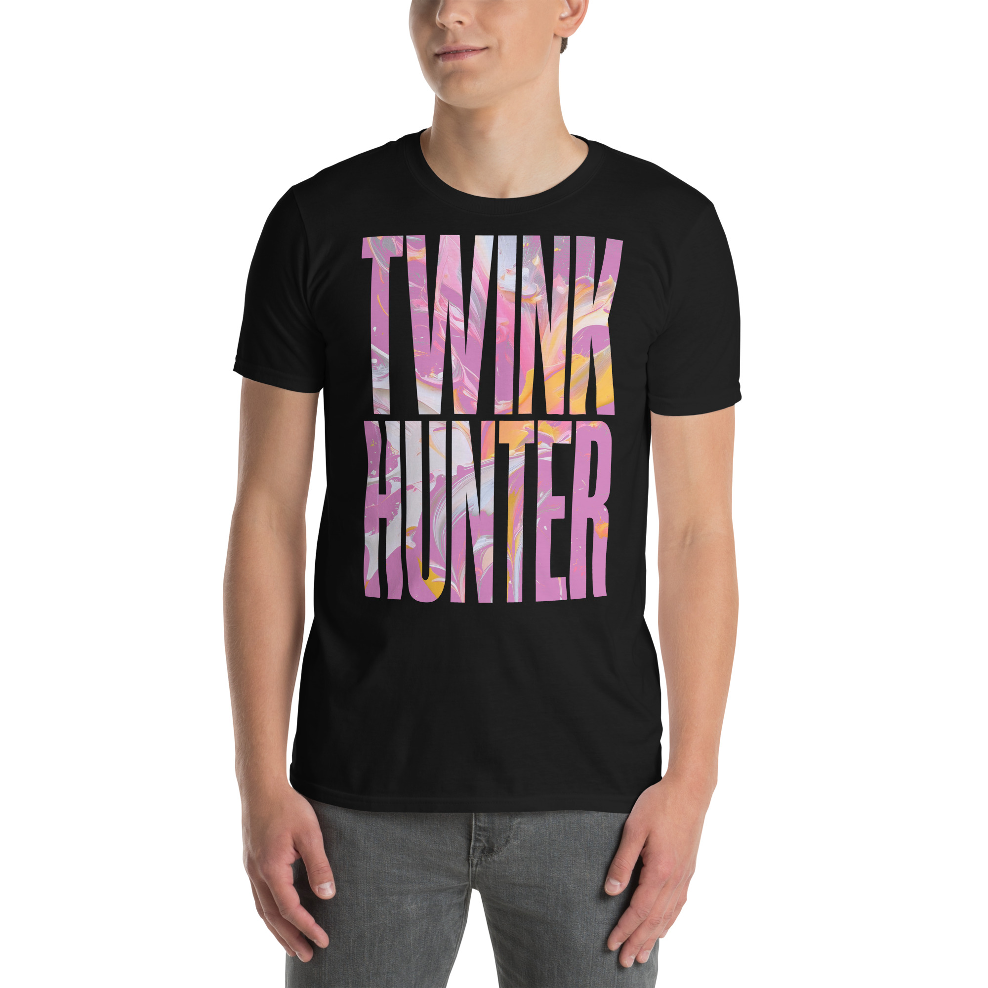 Model wearing Twink Hunter ‑ Unisex T‑Shirt in Black