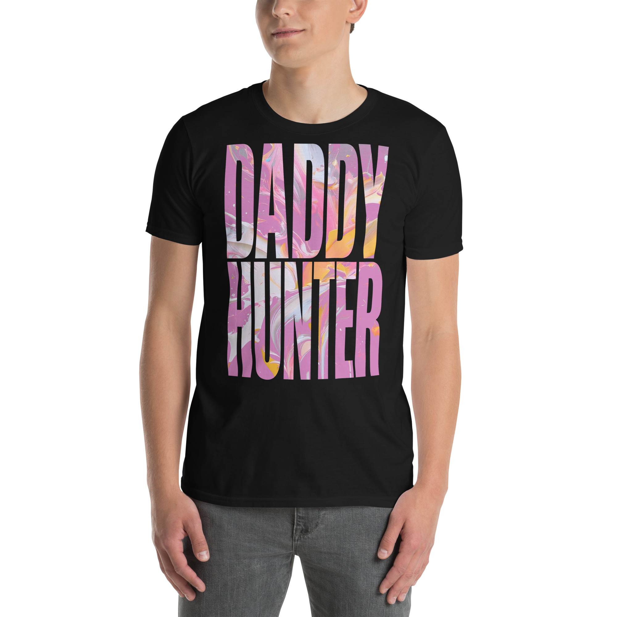Model wearing Daddy Hunter ‑ Unisex T‑Shirt in Black