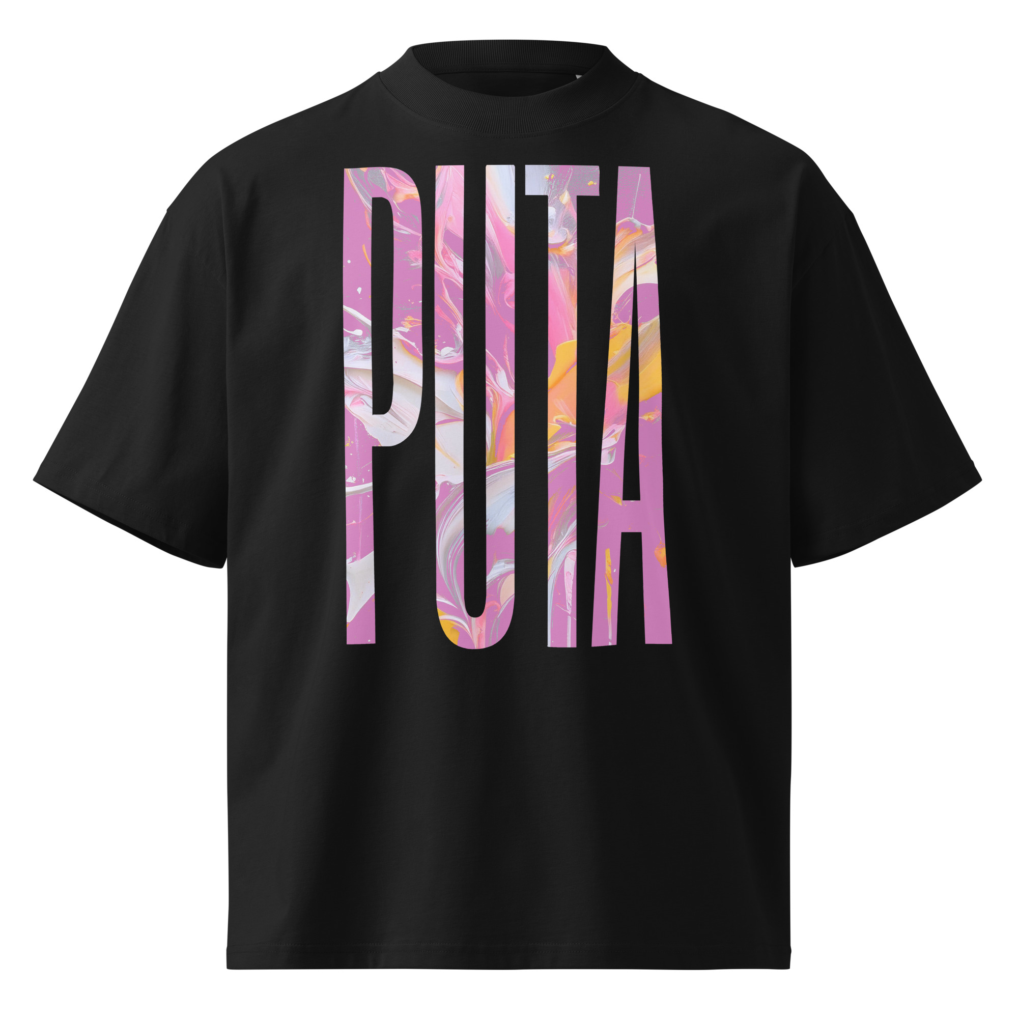 Puta ‑ Organic Oversized T‑shirt — Black oversized tee, front product view