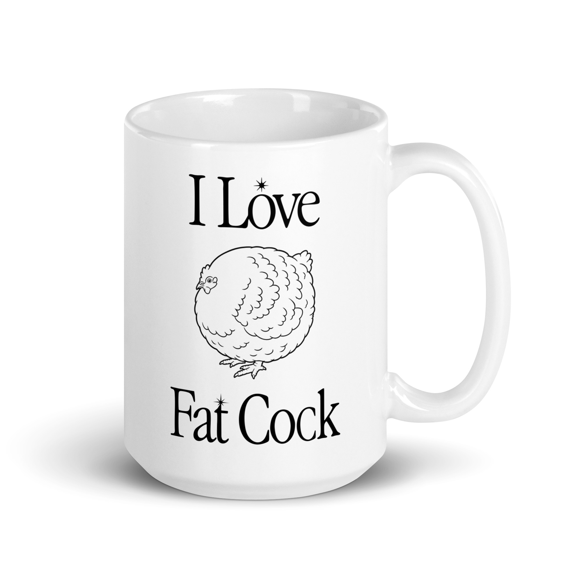 I Love Fat Cock ‑ White Glossy Mug — 15 oz glossy mug, product view