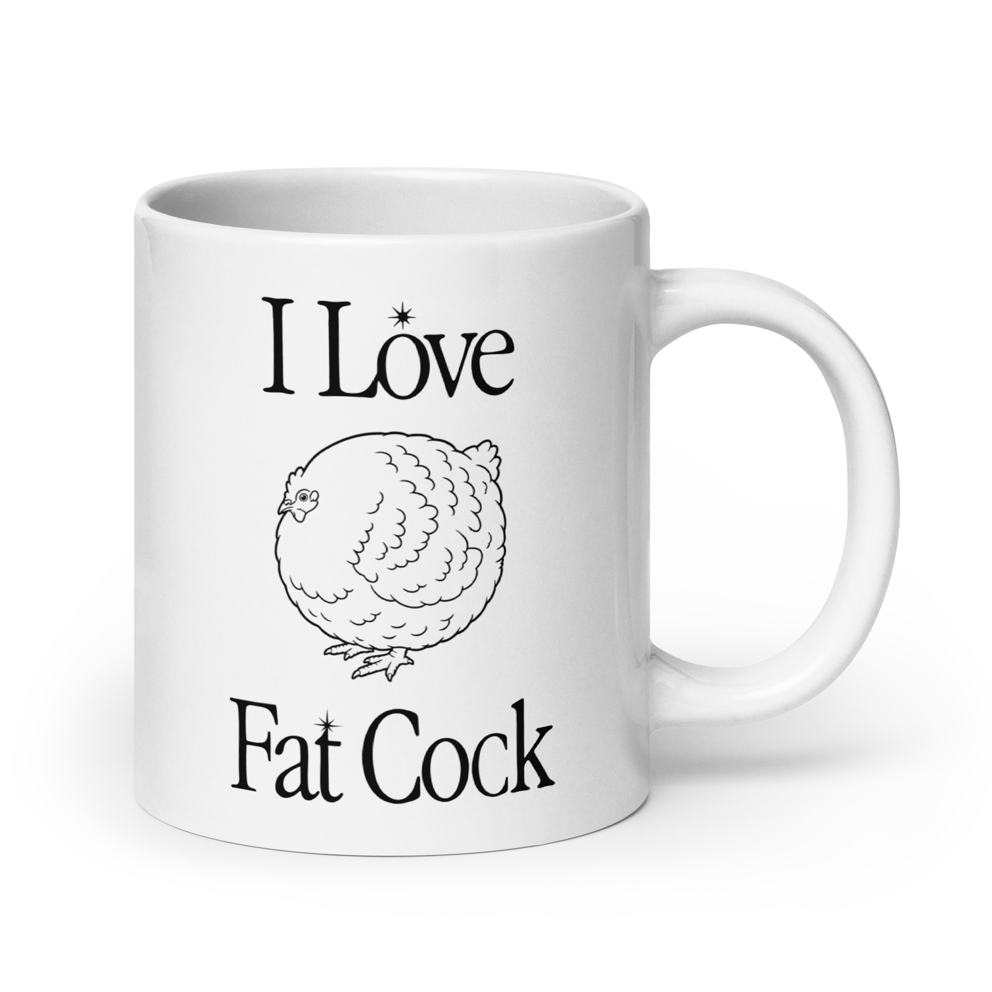 I Love Fat Cock ‑ White Glossy Mug — 20 oz glossy mug, product view